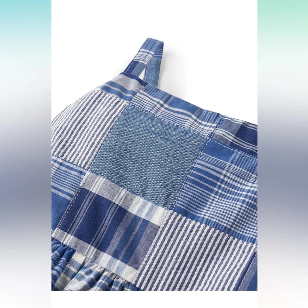 Blue madras print, sleeveless toddler girls dress from Gymboree - Picture 2 of 12
